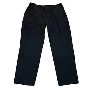 Black Cargo Utility Tactical Loose Fit Casual Relaxed Straight Leg Pants